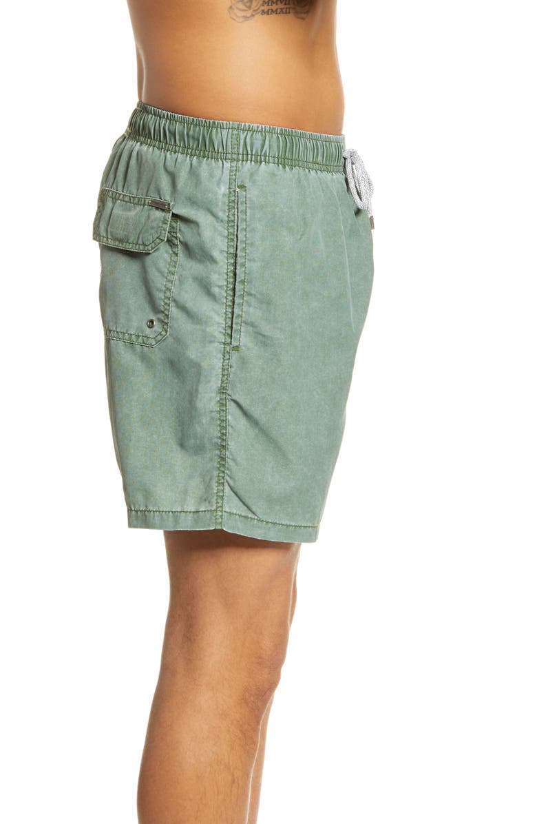 Vintage Summer Solid Washed Nylon Swim Trunks, Alternate, color, 