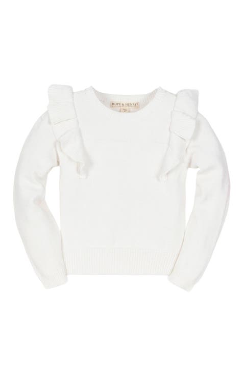 Baby Girls' Pointelle Yoke Ruffle Sweater, Infant
