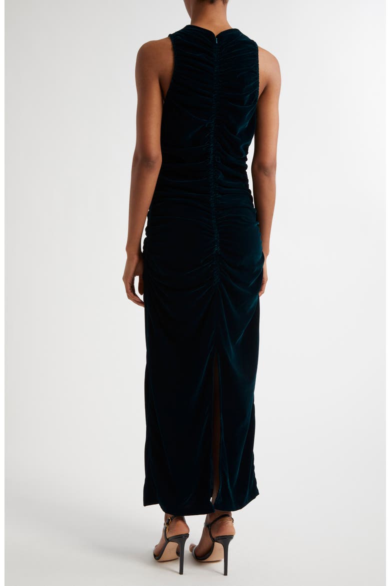 Niva Ruched Sleeveless Velvet Dress, Alternate, color, TEAL