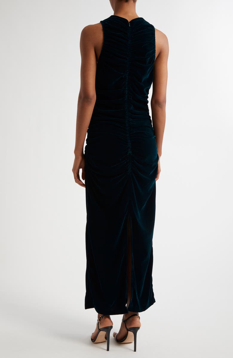 Reiss Niva Ruched Sleeveless Velvet Dress, Alternate, color, Teal