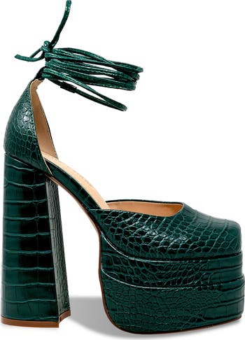 Wolfe 2 Croc Embossed Platform Pump