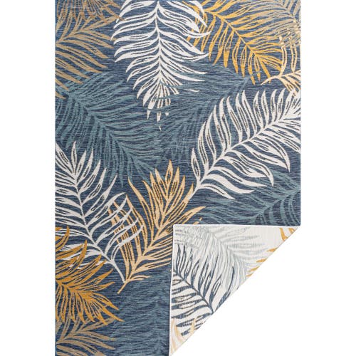 Jonathan Y Calypso Coastal Casual Palm Frond Reversible Machine-washable Indoor/outdoor Area Rug In Cream/navy