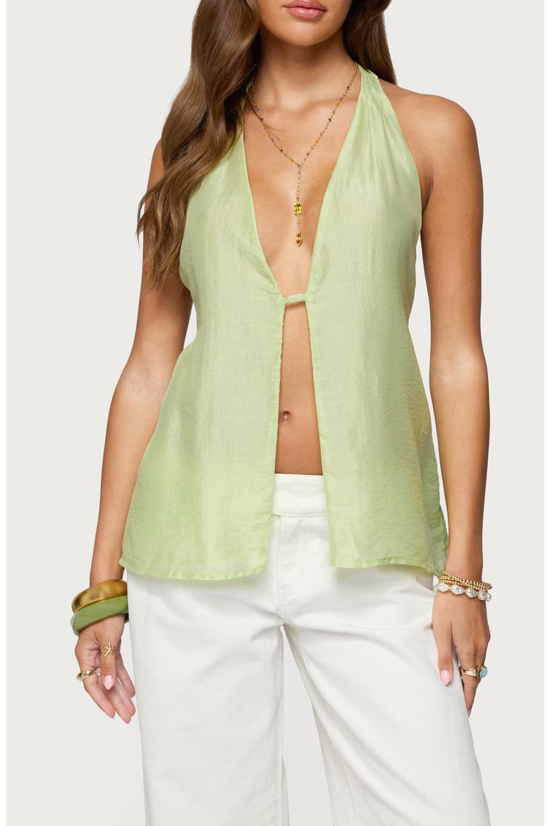 Split Front Halter Top, Main, color, SAGE