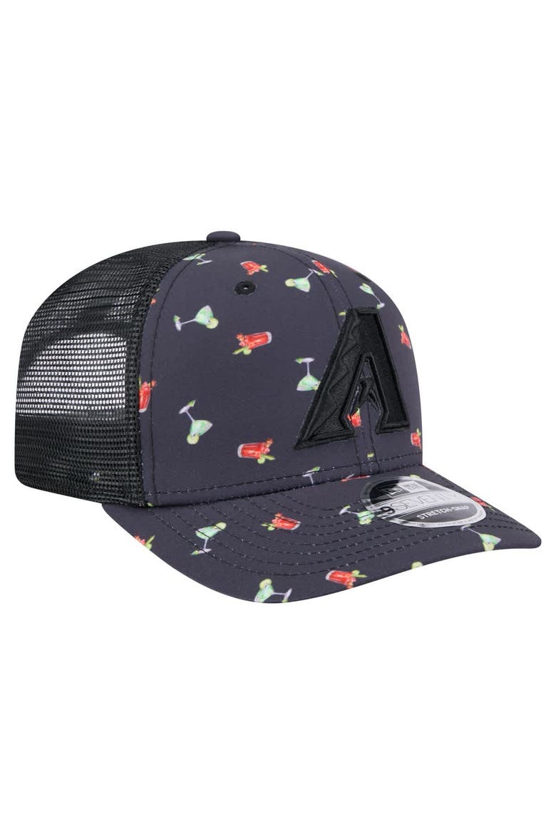 Men's New Era Black Arizona Diamondbacks Adventure Drinks Pattern 9SEVENTY Stretch-Snap Hat, Alternate, color, Navy