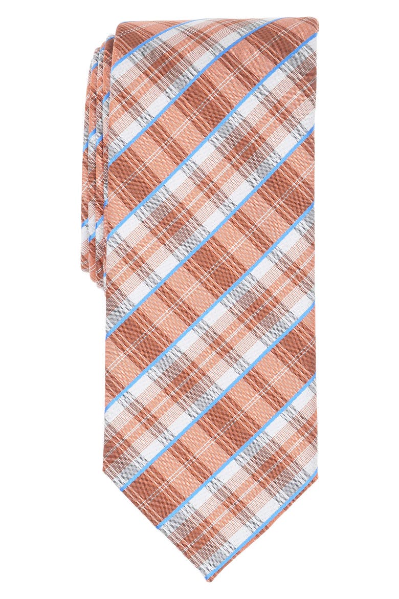 Tucker Plaid Tie, Main, color, ORANGE