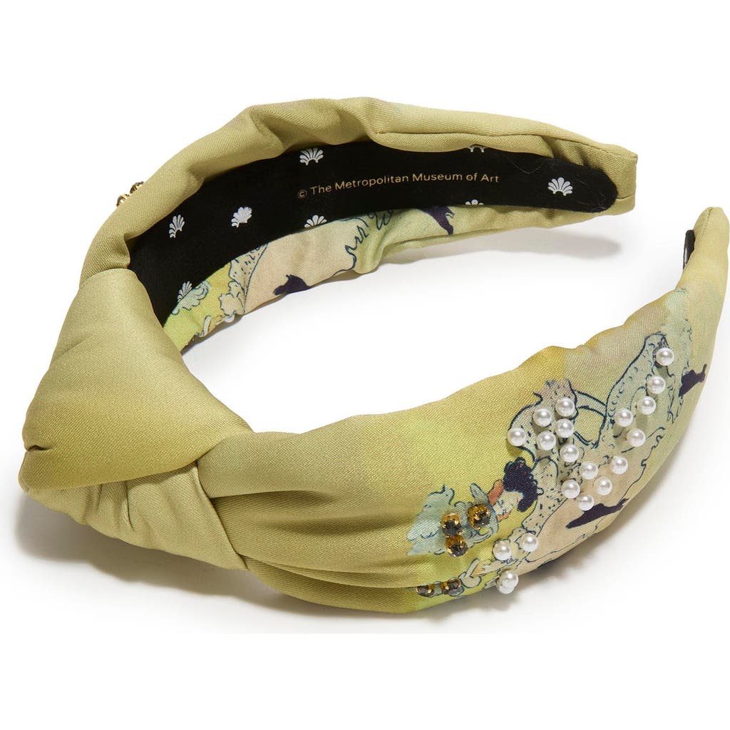 Lele Sadoughi The Met Knotted Toulouse Embellished Headband In Yellow