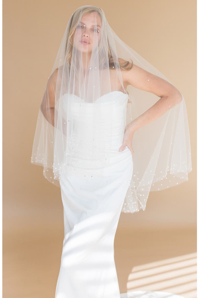 Axelle Imitation Pearl & Crystal Fingertip Veil, Alternate, color, IVORY