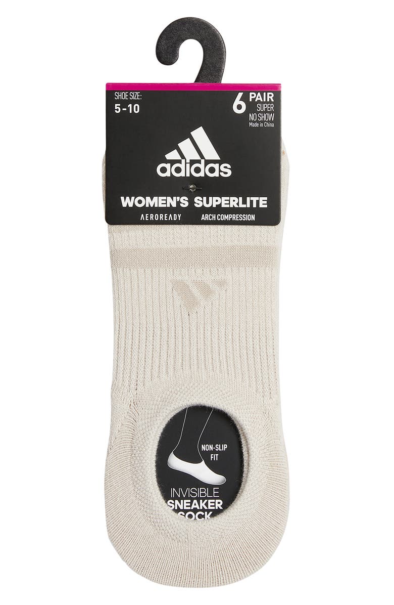 adidas Superlite 3.0 6-Pack No-Show Socks, Alternate, color, Beige/ Magic Beige/ Brown