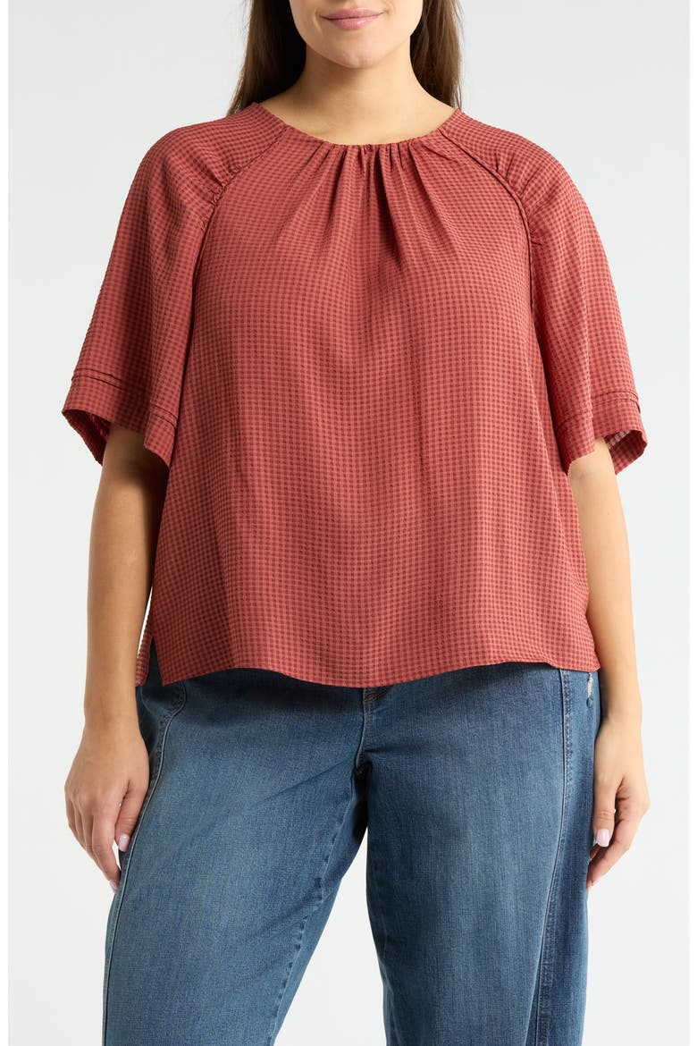 Textured Short Sleeve Shirt, Main, color, MAHOGANY RED