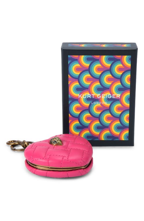 Kurt Geiger London Kensington Heart Mirror Bag Charm In Pink
