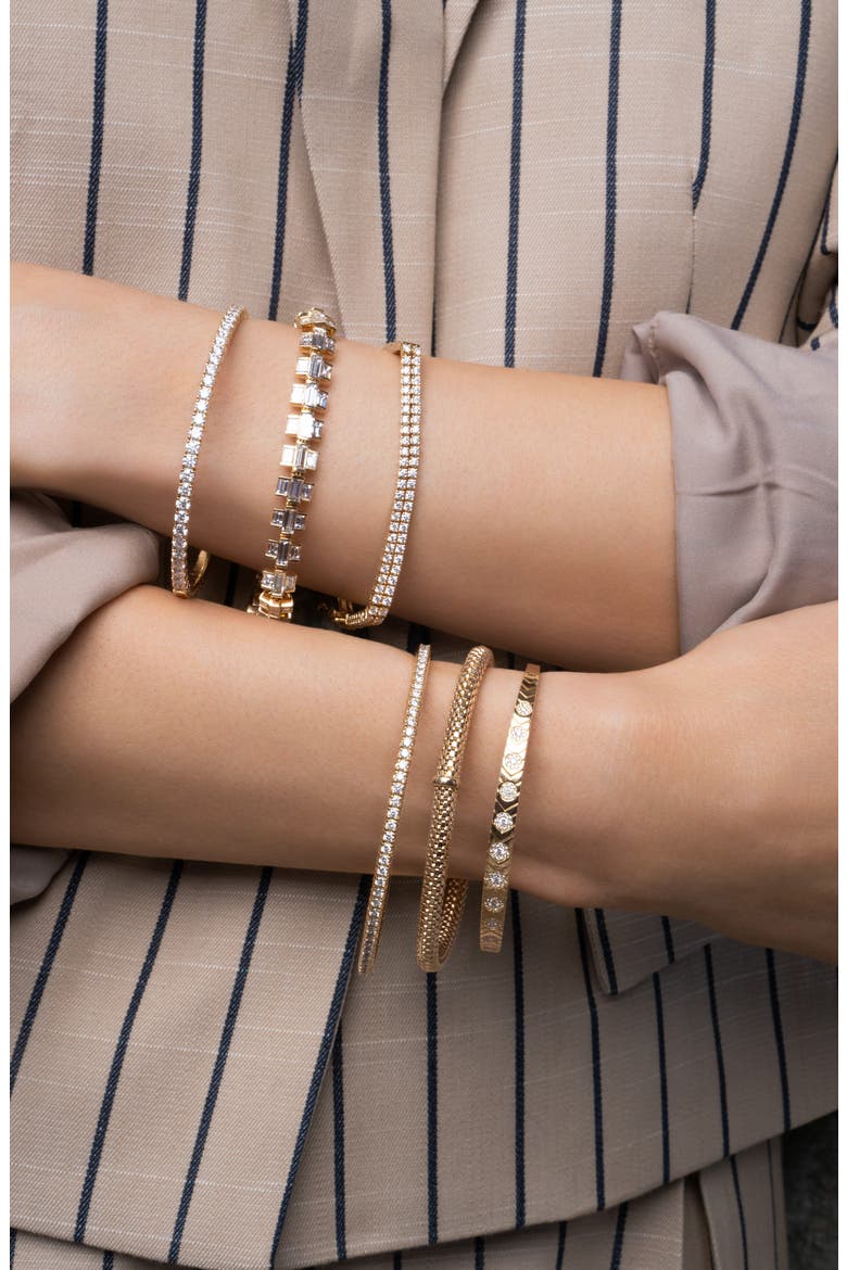 18K Gold Gatsby Diamond Baguette Tennis Bracelet (Online Trunk Show), Alternate, color, YELLOW
