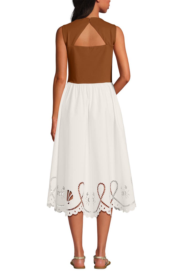 Embroidered Duet Midi Dress, Alternate, color, Rich Ginger Brown/Ivory