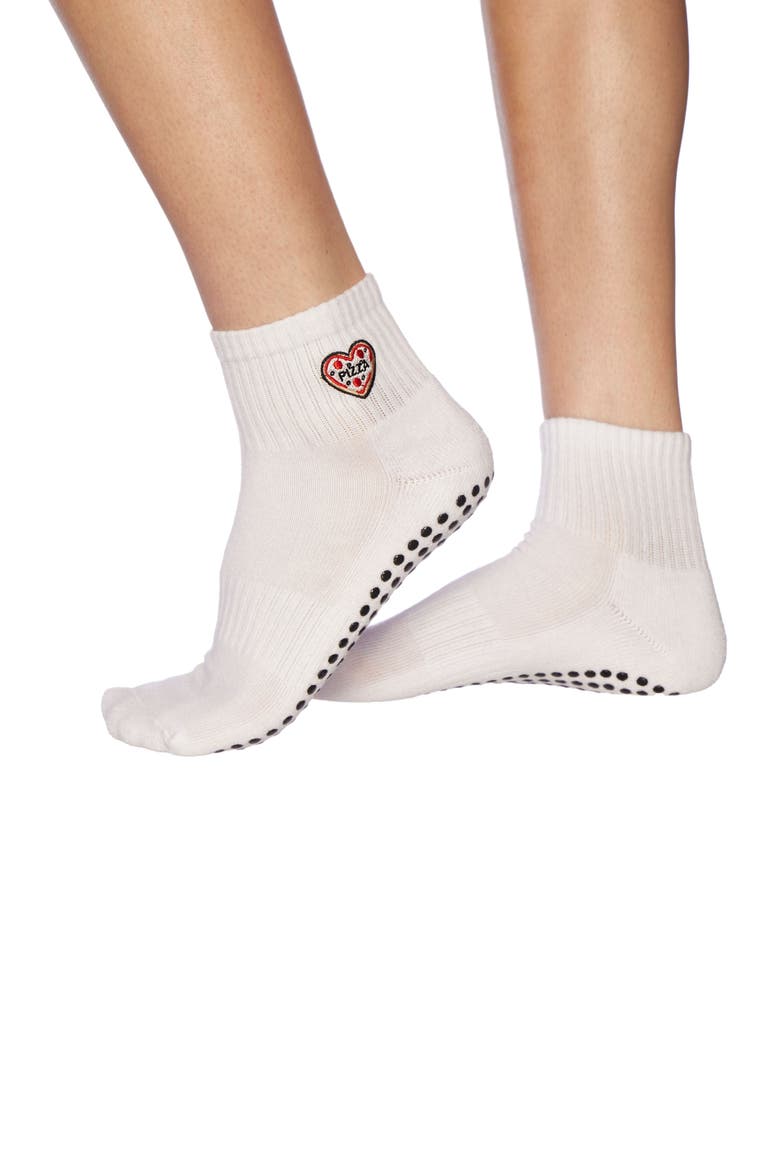 Pizza Ankle Grip Socks, Main, color, White