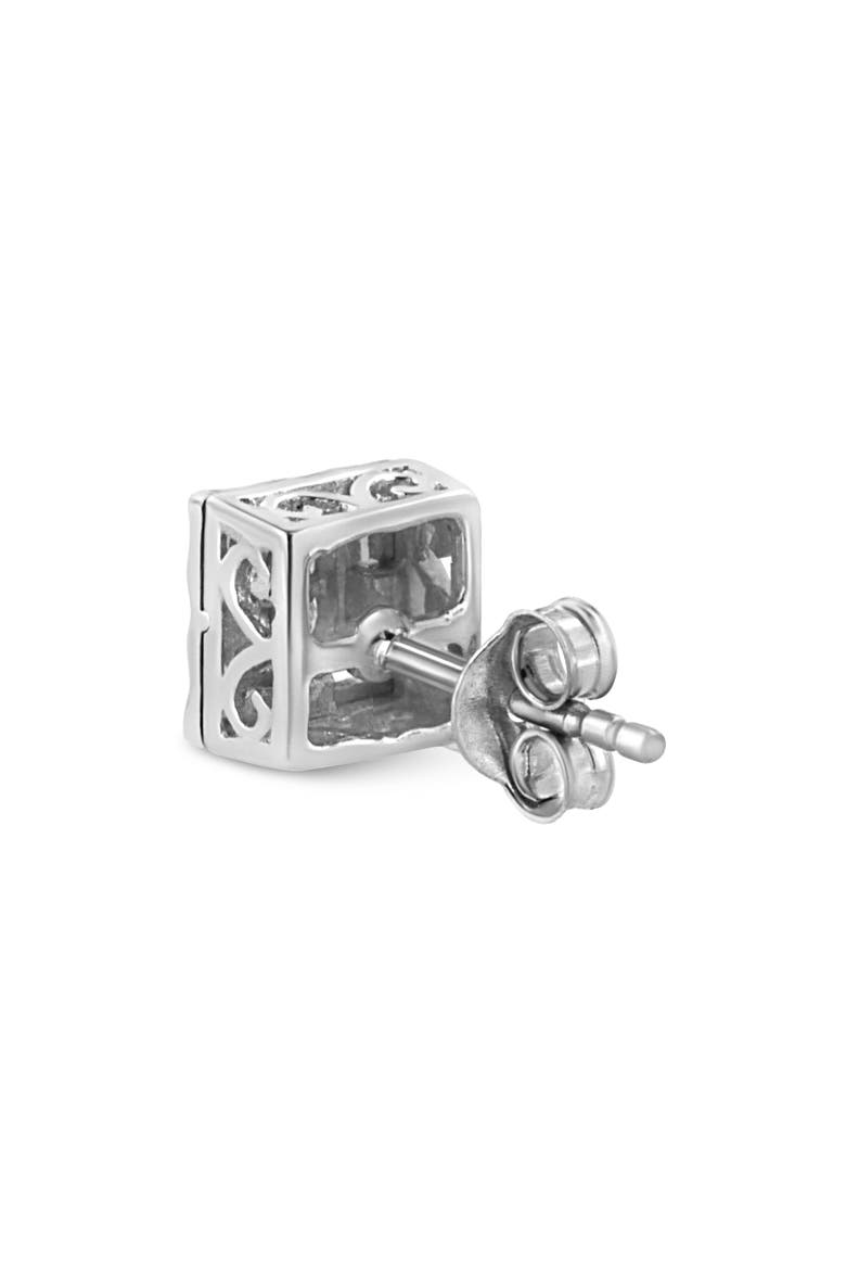 Silver 1/6 Ct Invisible Princess Quad Composite Stud Earrings, Alternate, color, White