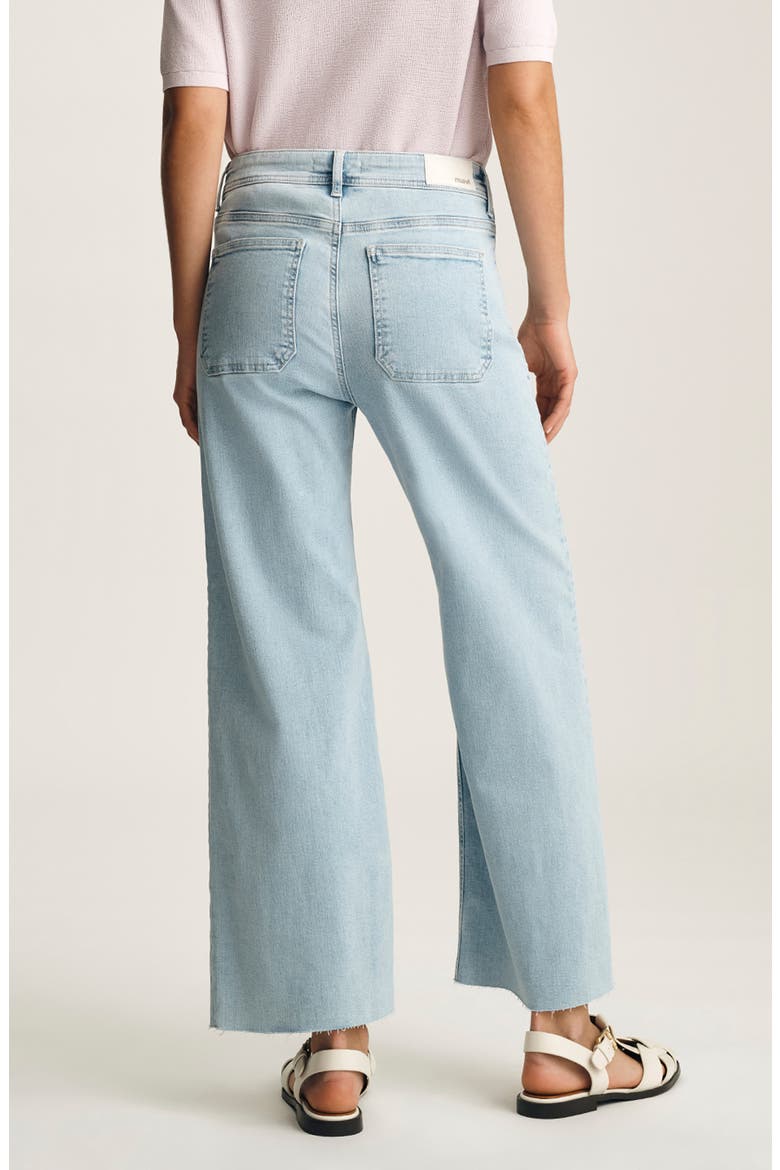 Paloma Marine Patch Pocket High Waist Raw Hem Wide Leg Jeans, Alternate, color, BLEACHED FLEX BLUE