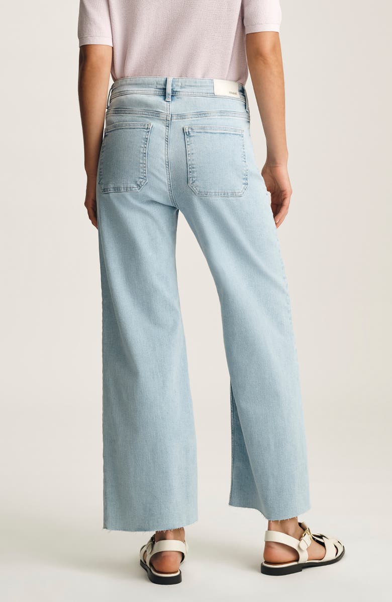 Mavi Jeans Paloma Marine Patch Pocket High Waist Raw Hem Wide Leg Jeans, Alternate, color, Bleached Flex Blue