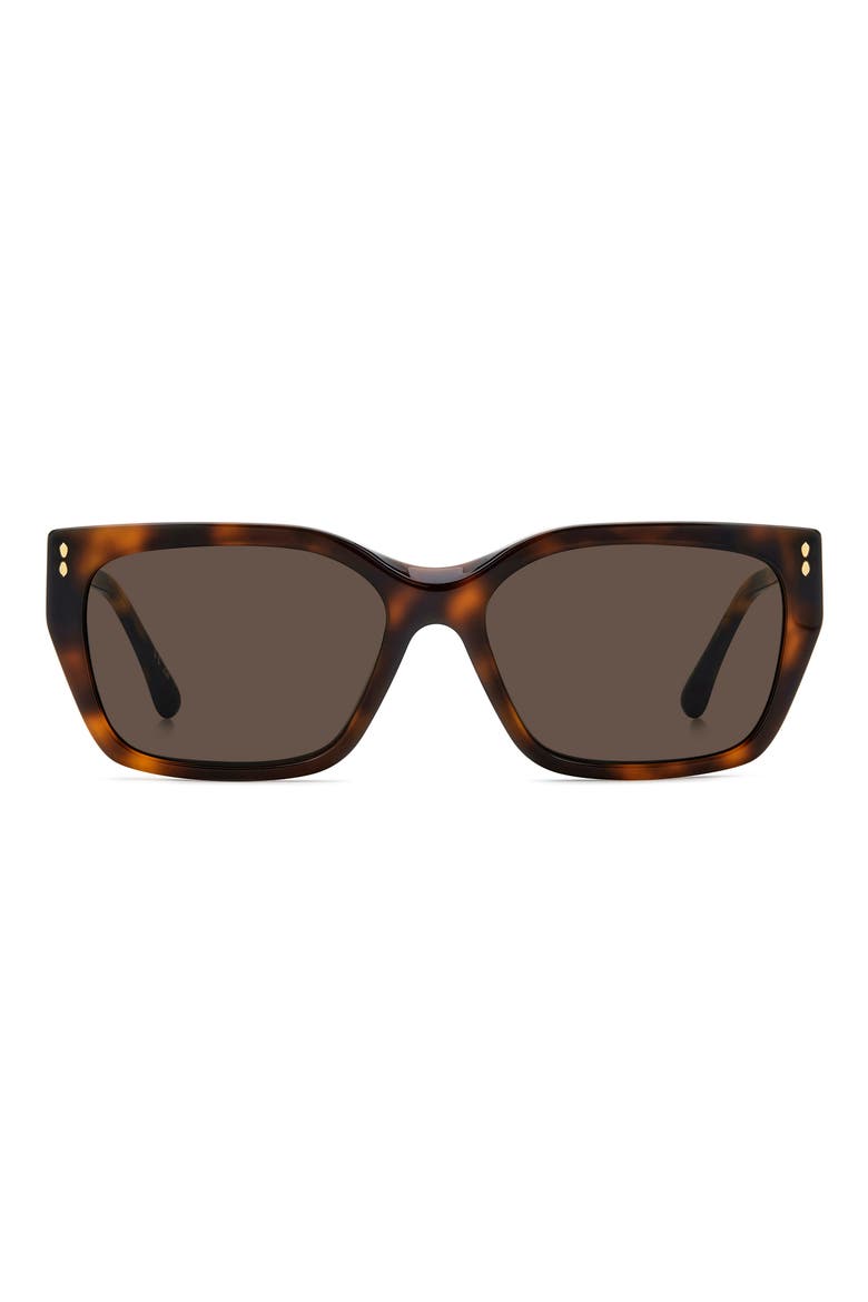 58mm Rectangular Sunglasses, Main, color, BROWN HAVANA