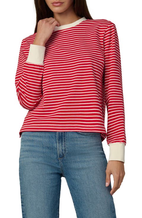 Stripe Long Sleeve Cotton T-Shirt