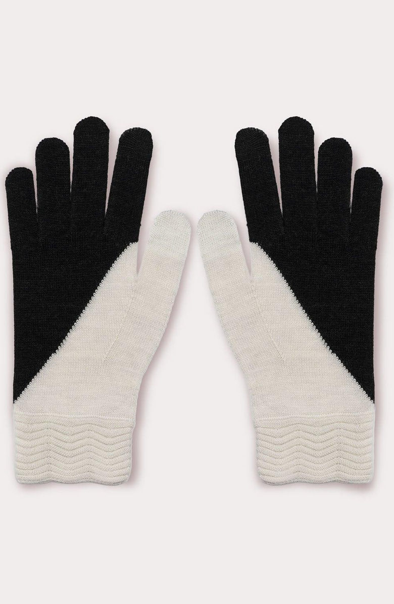 Seymoure Luxury Group Tech Gallery Colorblock Gloves, Main, color, Heather Creme/Heather Black