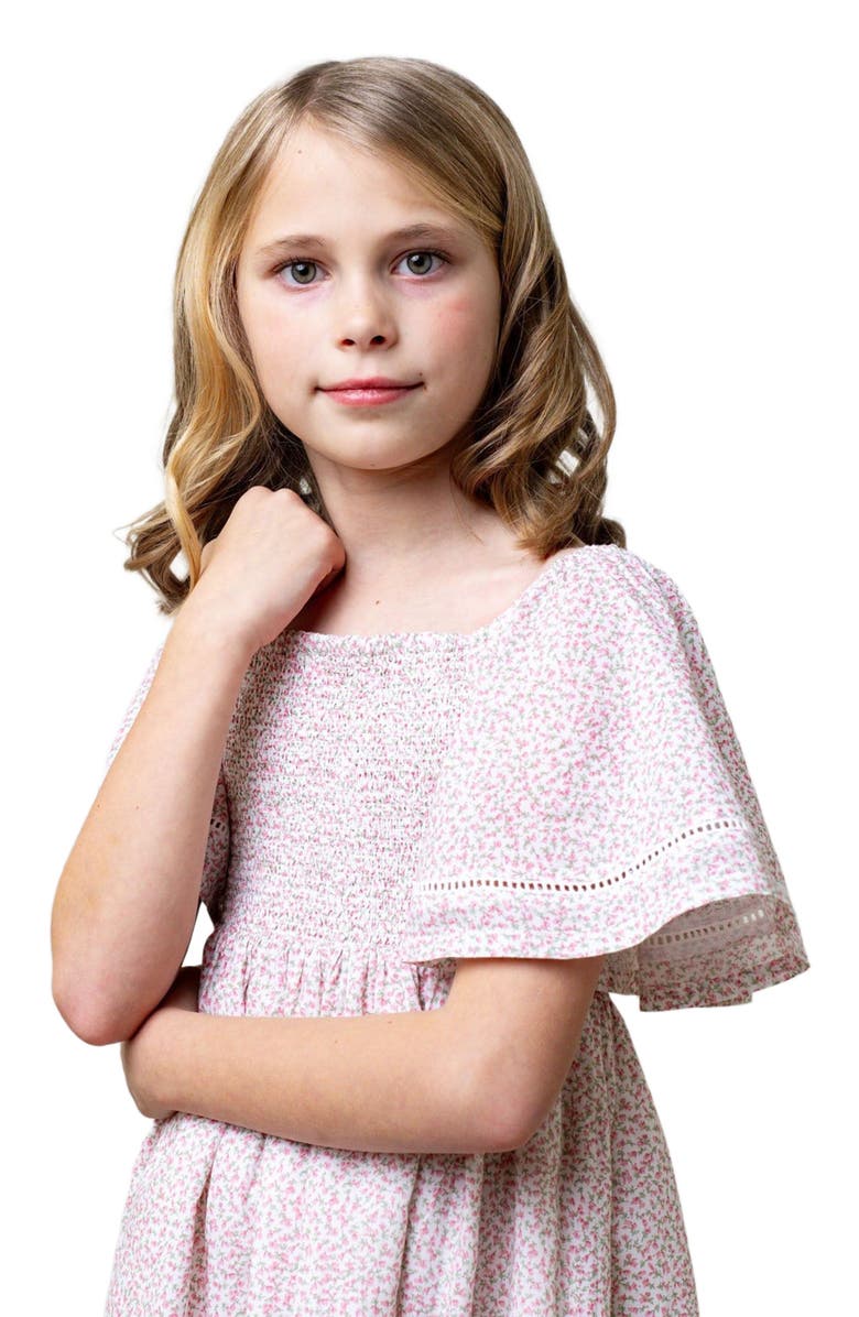 Hope & Henry Girls' Organic Smocked Bell Sleeve Dress, Kids, Alternate, color, 