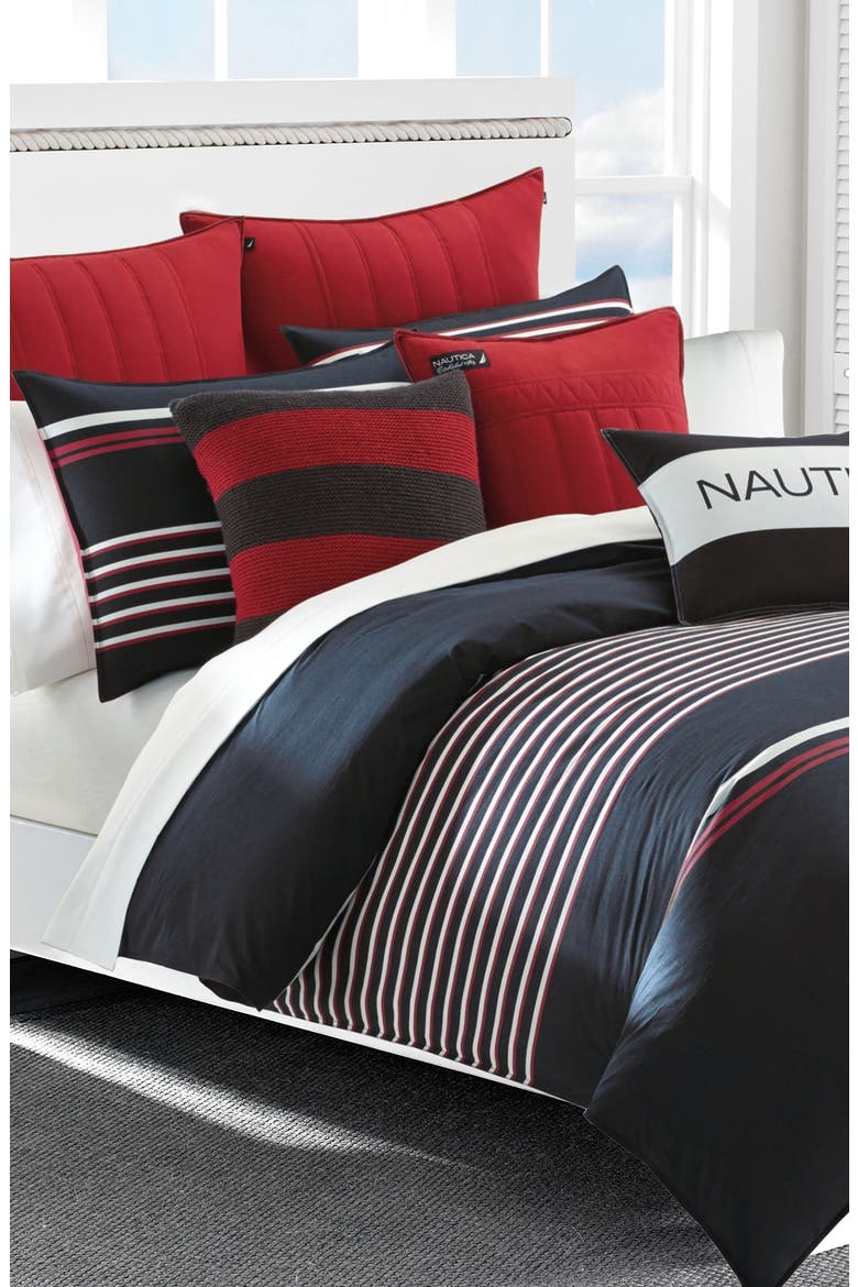 'Mineola' Cotton Duvet Cover Set, Main, color, NAVY