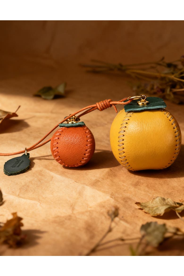 Persi Genuine Leather Botanical Fruit Charm, Alternate, color, Mustard & Terra Cotta
