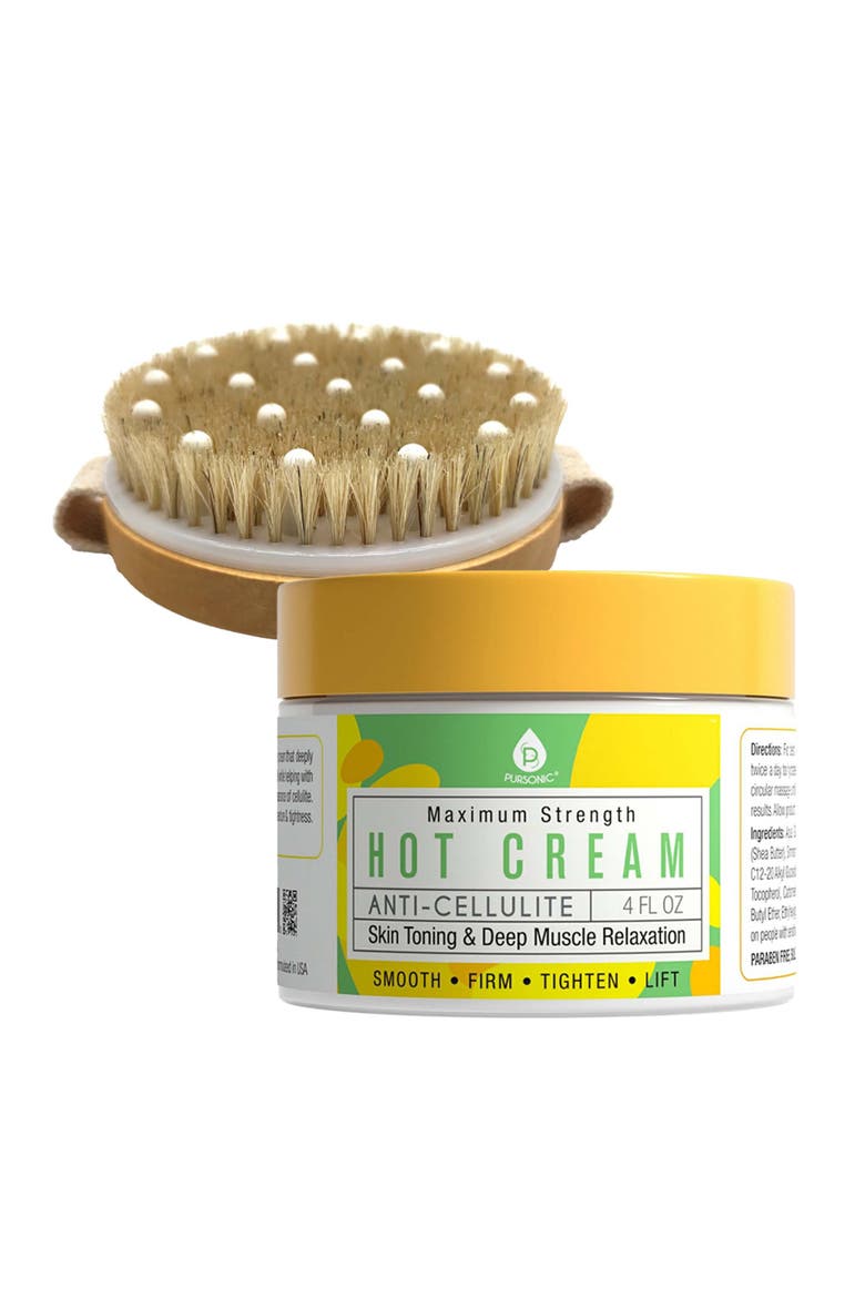 Anti-Cellulite Hot Cream, Bath Brush & Massager, Main, color, White