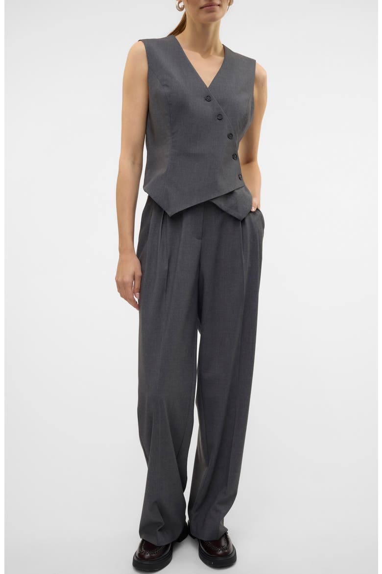 Liba Asymmetric Button Waistcoat, Alternate, color, DARK GREY MELANGE