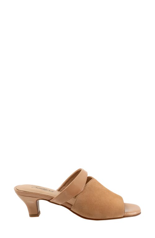 Trotters Ninette Kitten Heel Slide Sandal In Beige Suede