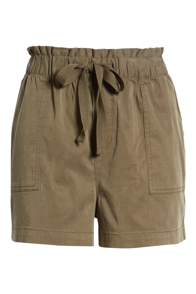 Tie Waist Shorts, Alternate, color, OLIVE SARMA