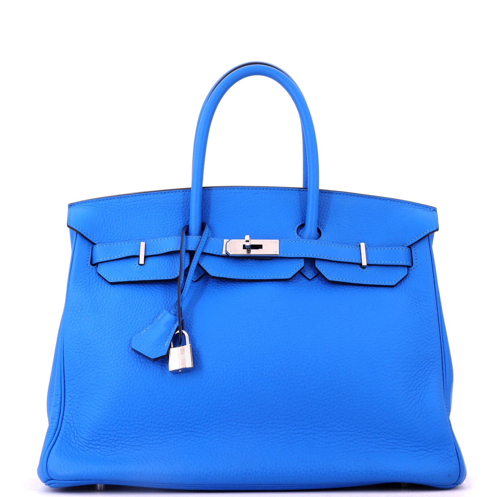 Birkin Handbag Blue Clemence with Palladium Hardware 35, Main, color, Blue