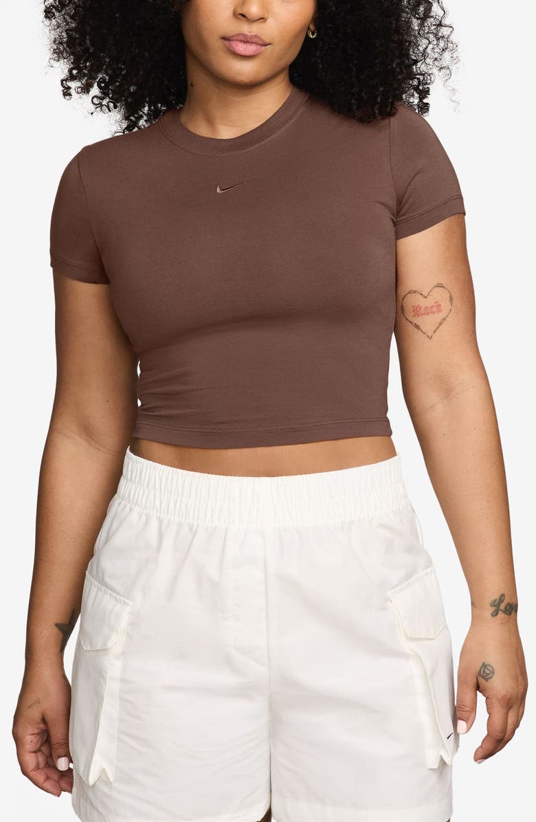 Nike Sportswear Crop T-Shirt, Main, color, Fauna Brown