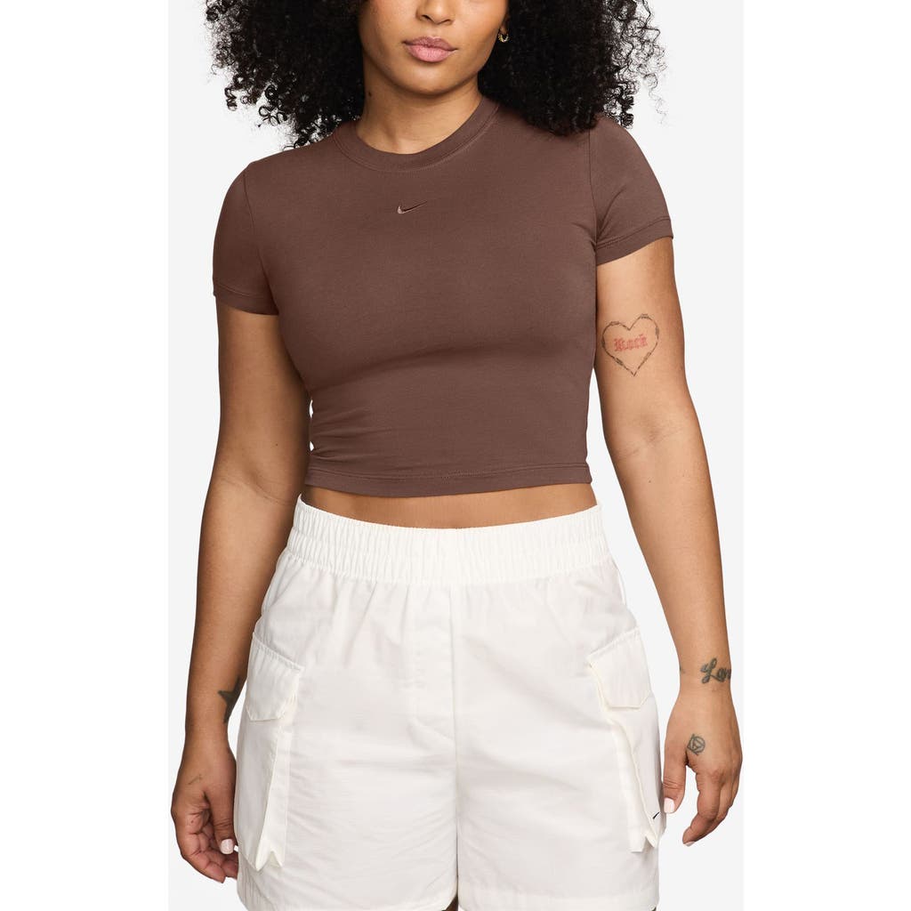 Nike Sportswear Crop T-shirt In Brown