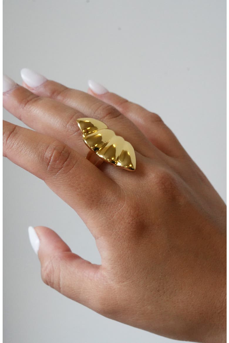 Flared Rib Ring, Alternate, color, GOLD