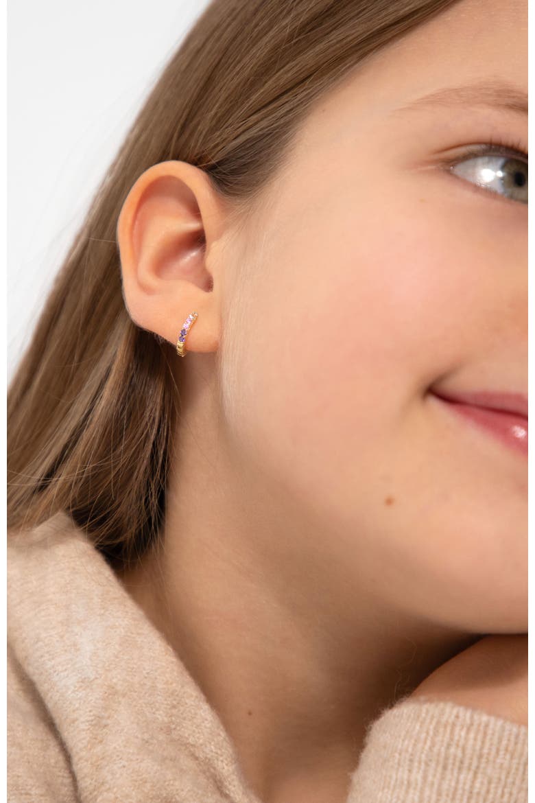 Cascading CZ Girl Earrings, Alternate, color, Purple