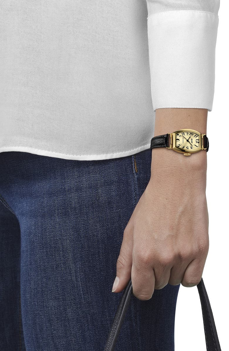 Tissot Porto Croc Embossed Leather Strap Watch, 22mm, Alternate, color, 