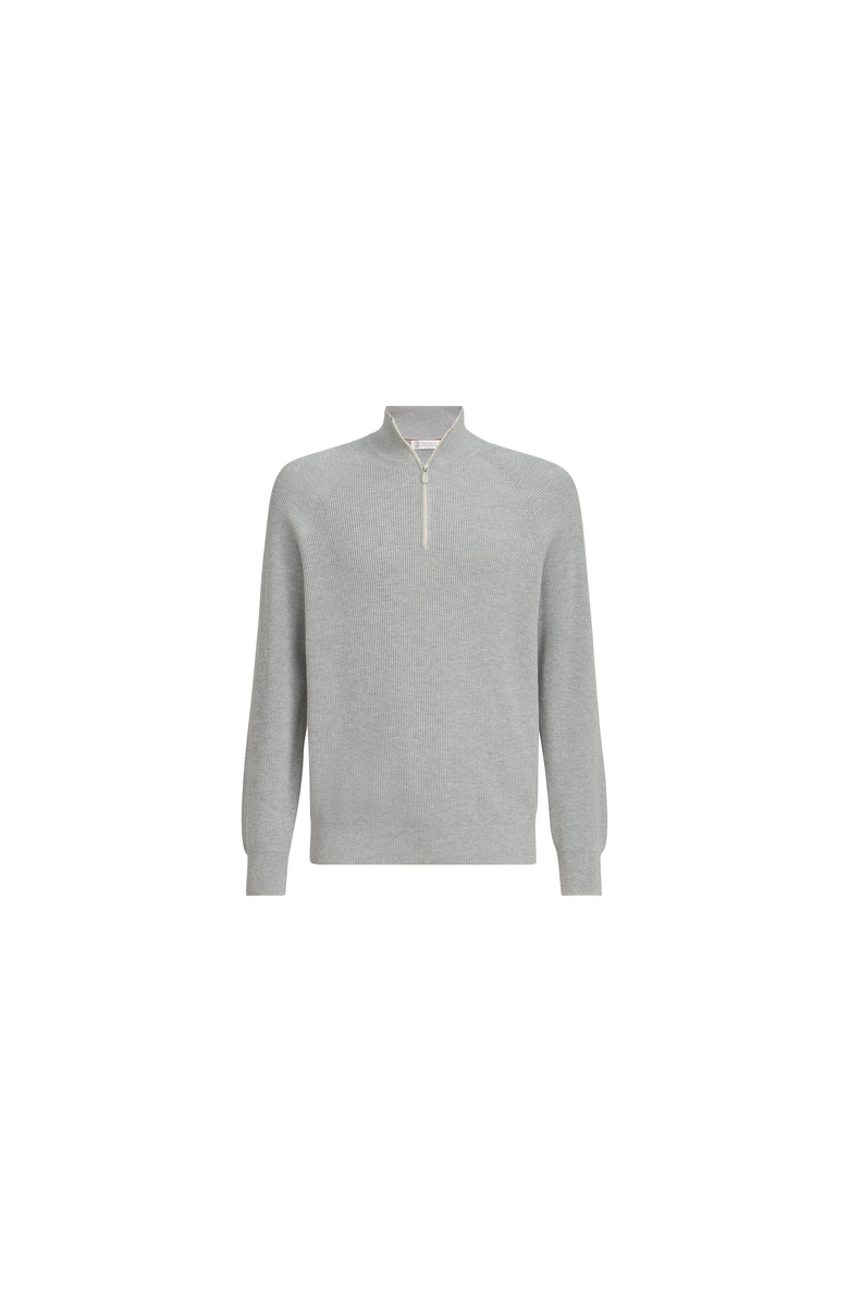 Brunello Cucinelli English Rib knit sweater, Main, color, Light Grey