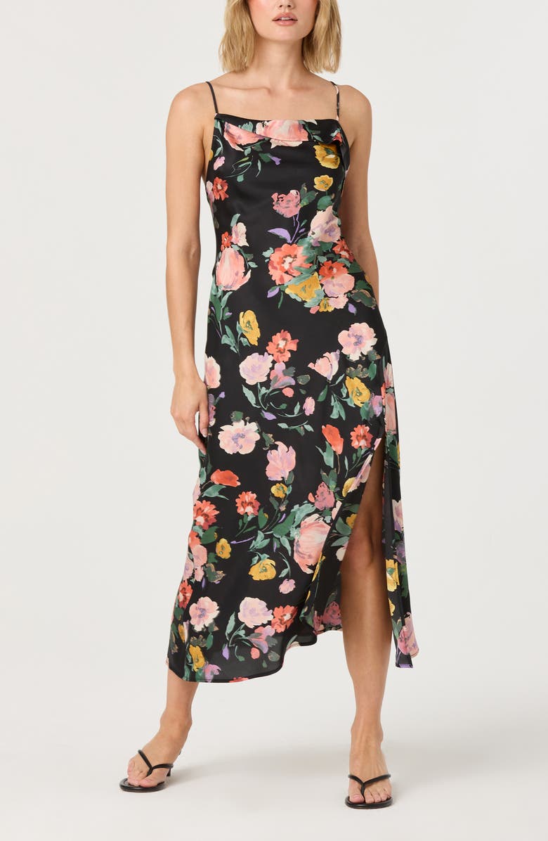 ASTR the Label Cowl Neck Slipdress, Alternate, color, Black Multi Floral