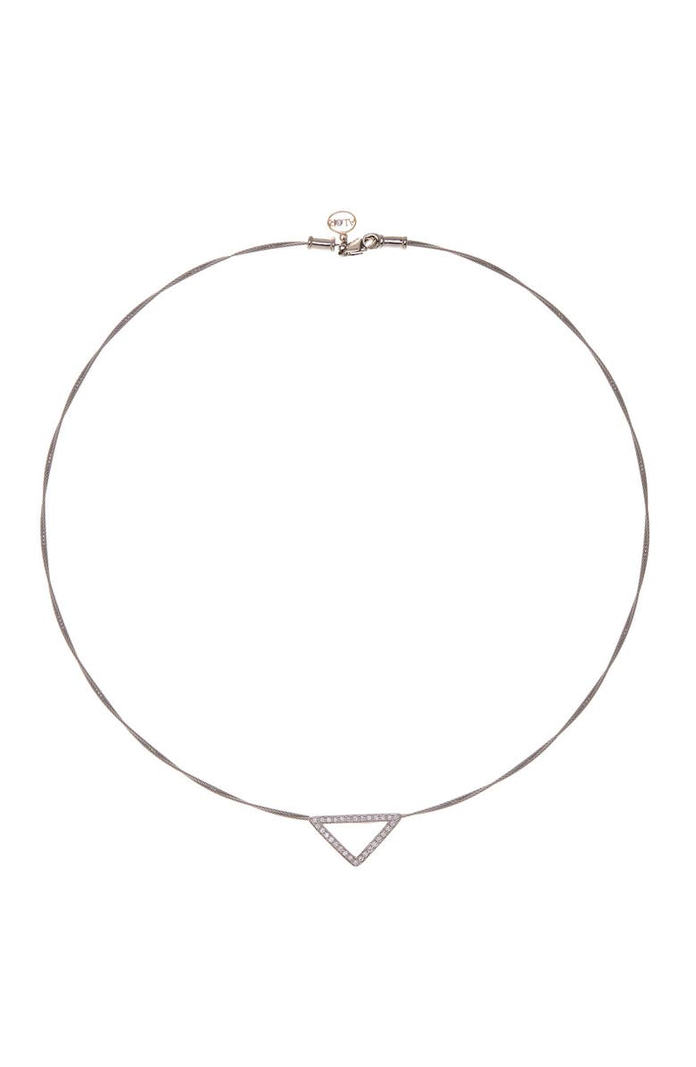 ALOR<sup>®</sup> Diamond Detail Open Triangle Charm Necklace - 0.26 ctw, Main, color, 