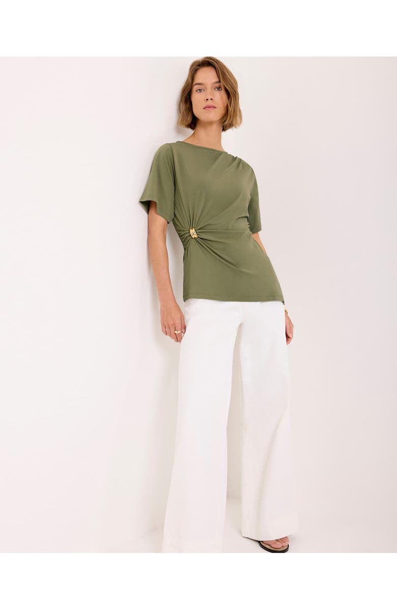 MINT VELVET Gathered Detail Top, Alternate, color, Green