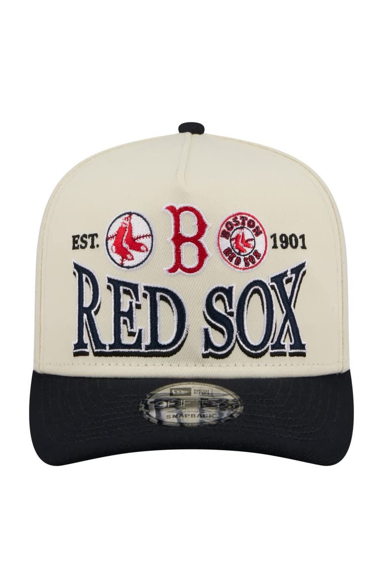 New Era Men's New Era Cream Boston Red Sox Throwback Tri-Hit A-Frame 9FIFTY Adjustable Hat, Alternate, color, Cream