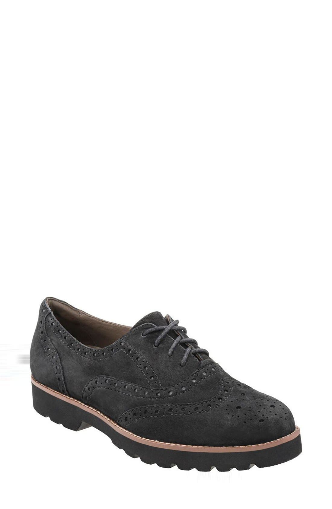 Earthies® 'Santana' Wingtip Oxford, Main, color, BLACK NUBUCK LEATHER