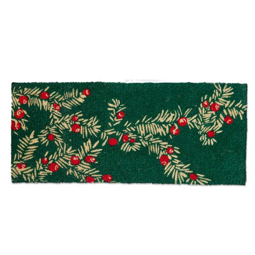 Tag Winter Sprig Coir Door Mat Natural Christmas Doormat Green In Green