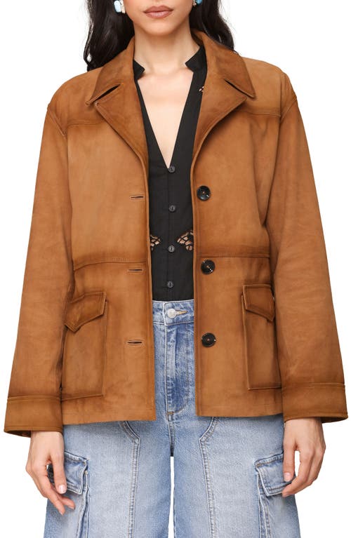 Avec Les Filles Suede Notch Collar Jacket In Brown