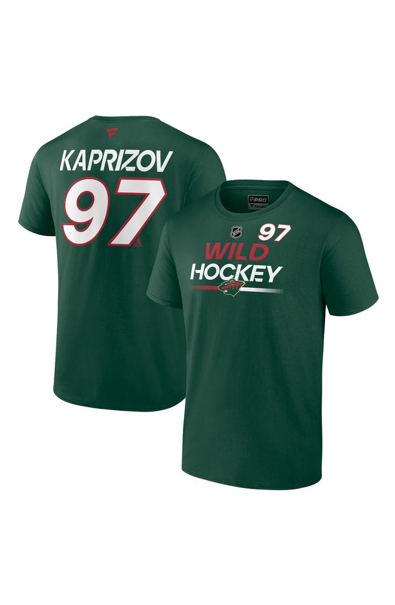 FANATICS Men's Fanatics Branded Kirill Kaprizov Green Minnesota Wild Authentic Pro Prime Name & Number T-Shirt, Main, color, Green