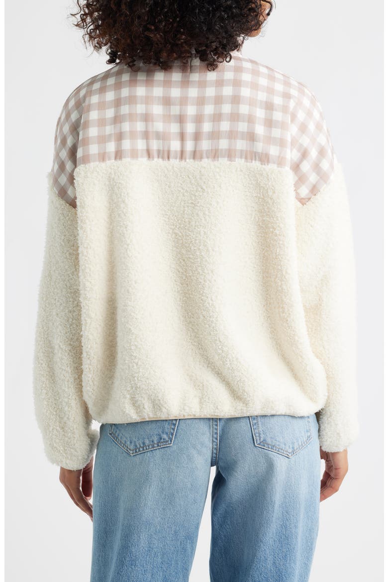 Gingham Aria Colorblock Quarter Zip Pullover, Alternate, color, CREAM