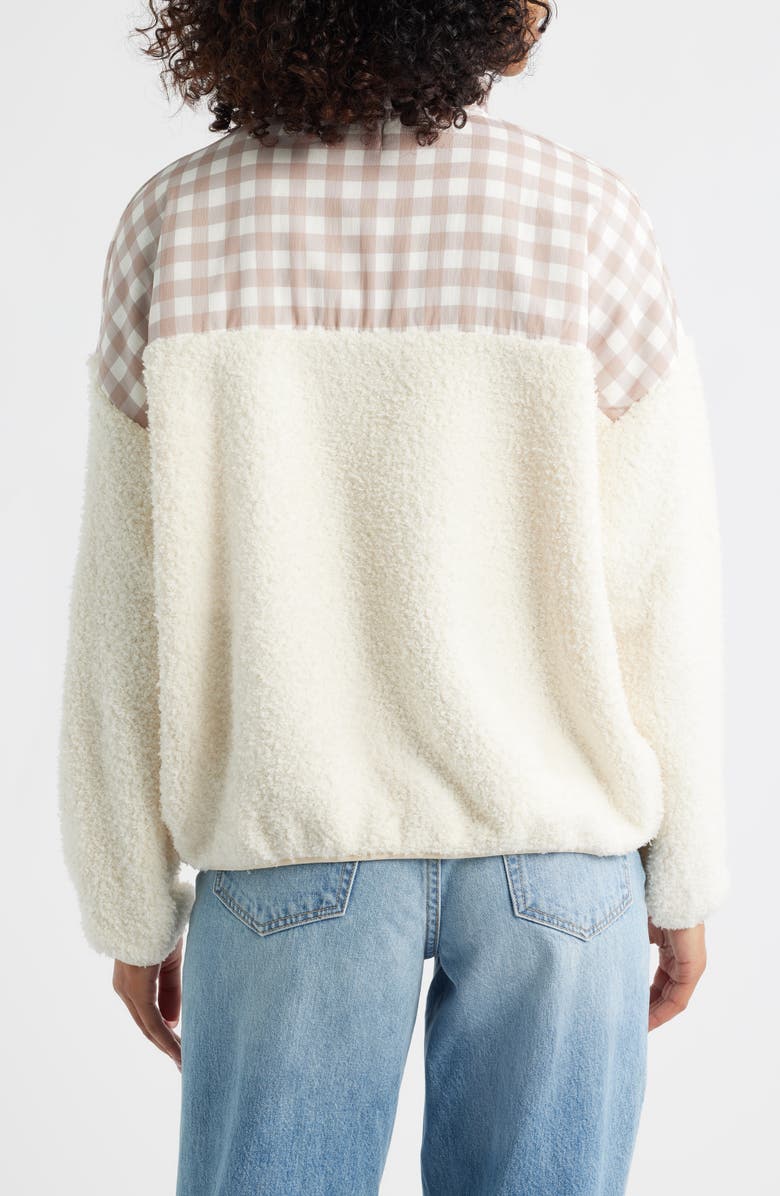 HAPPY CAMP3R Gingham Aria Colorblock Quarter Zip Pullover, Alternate, color, Cream