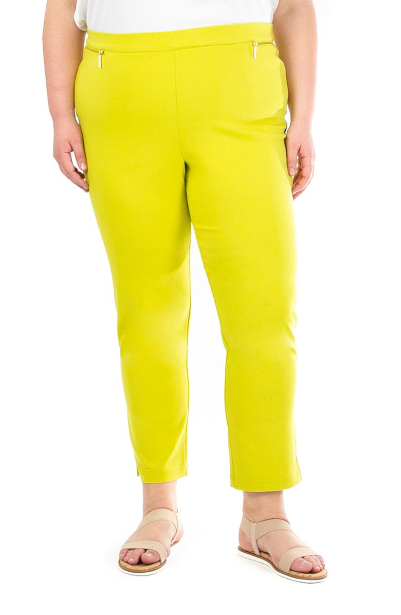 Nina Leonard Straight Leg Pull-On Pants, Main, color, Chartreuse