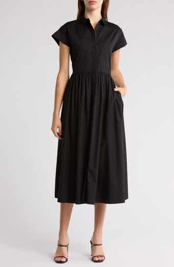 Nordstrom Drop Waist Button Front Cotton Midi Dress