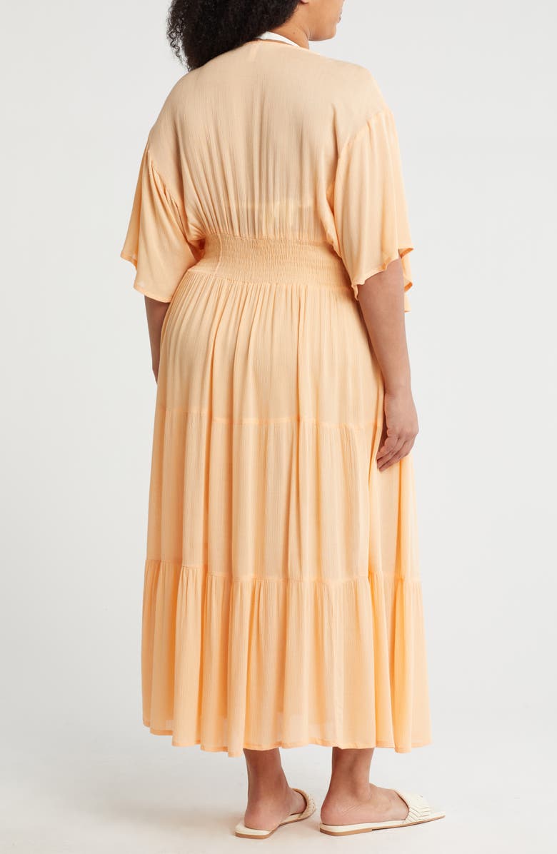 BOHO ME Beaded Flutter Sleeve Maxi Dress, Alternate, color, Peach